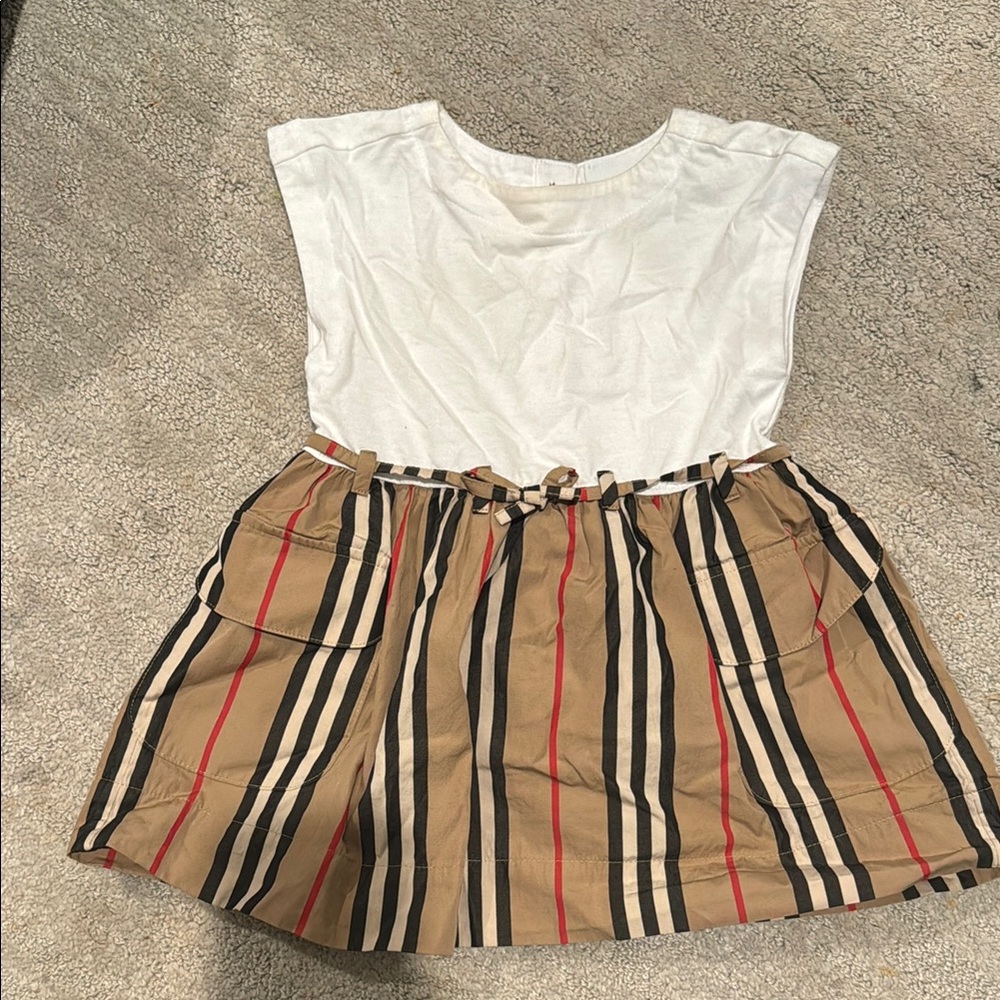 Burberry Kids Dress in White and Tan